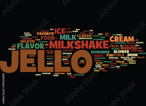 BEST RECIPES CLASSIC JELLO MILKSHAKE Text Background Word Cloud Concept