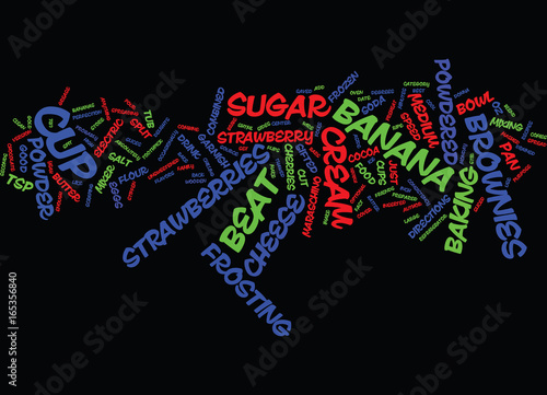 BEST RECIPES BANANA SPLIT BROWNIES Text Background Word Cloud Concept