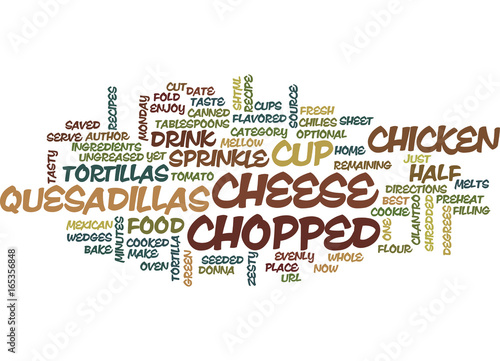 BEST RECIPES CHICKEN QUESADILLAS Text Background Word Cloud Concept