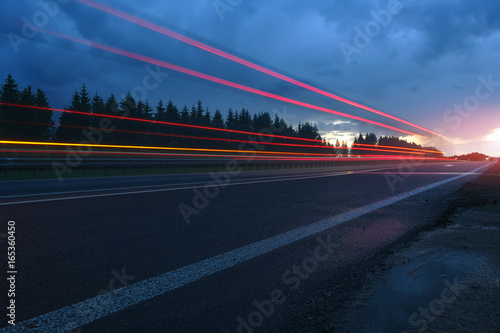 Night view on highway, speed concept.