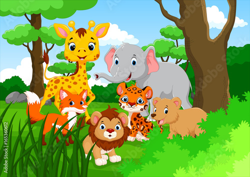Cartoon wild animal in the jungle 