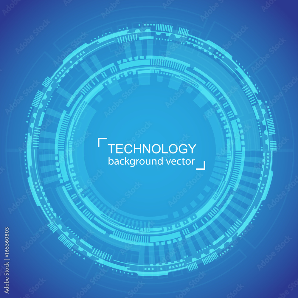 Abstract circle technology blue Background. Digital network and hightech concept. On White Background With Sample Text Area.