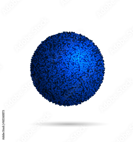 Blue Fur Ball Isolated On White