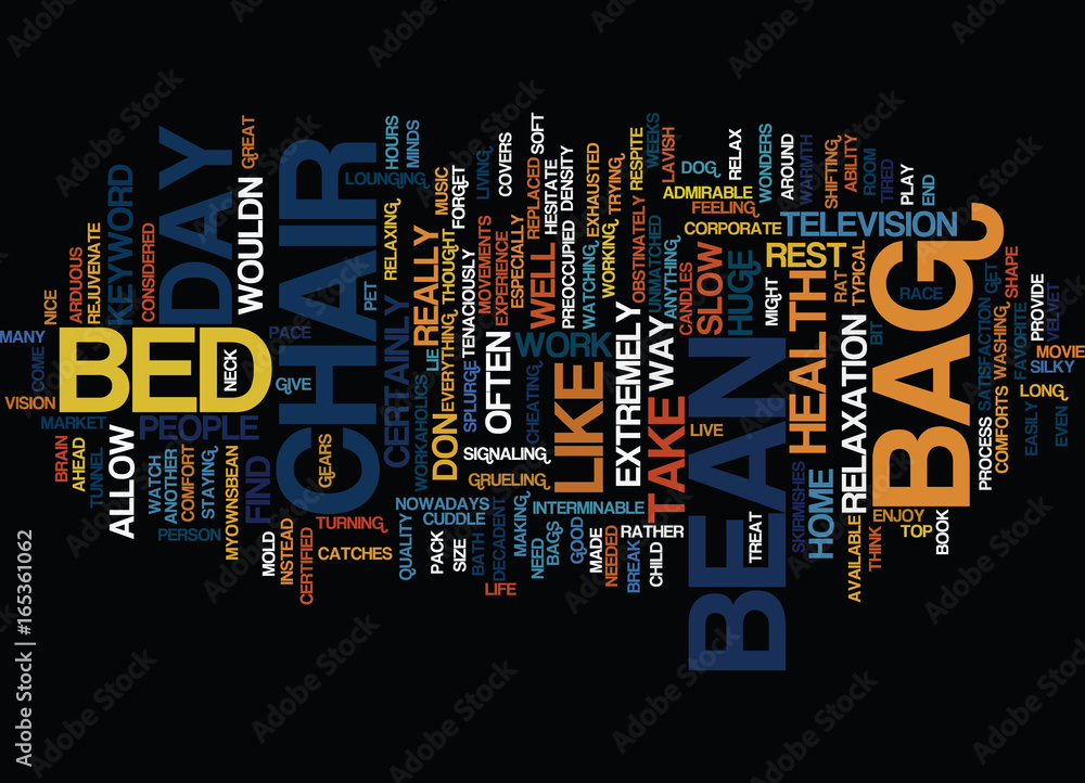 BEAN BAG FILL Text Background Word Cloud Concept Stock Vector
