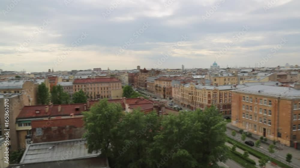 Roofs Saint Petersburg panorama moving shot Roofs Saint Petersburg panorama moving shot