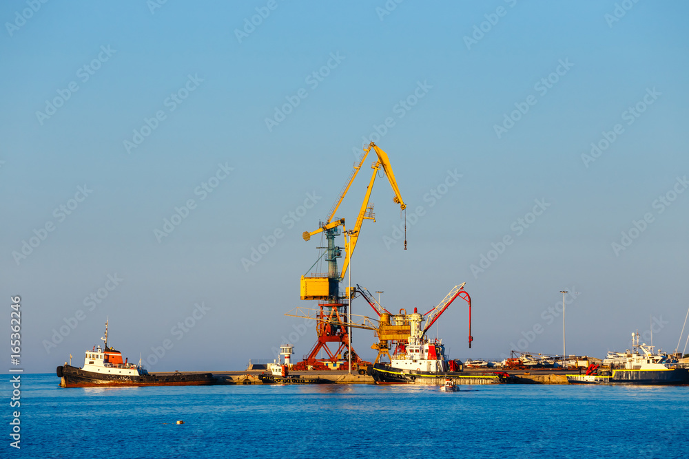 gantry crane in the dock in Heraklion on Crete, Greece