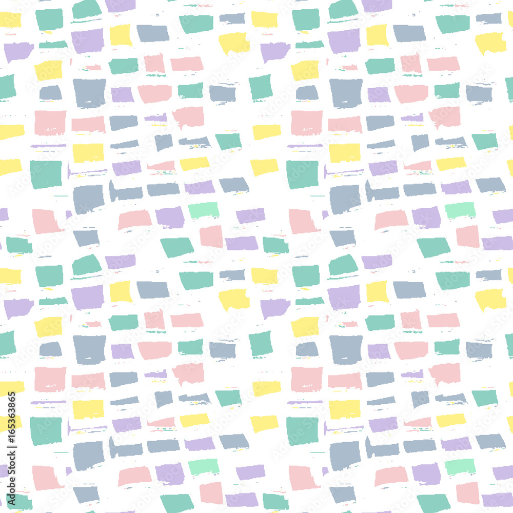 Abstract geometric seamless hand drawn pattern. Modern grunge texture. Colorful background.