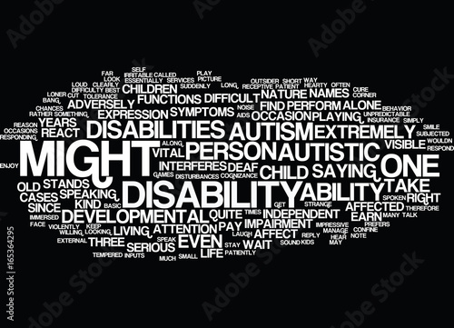 AUTISM A DIFFICULT DEVELOPMENTAL DISABILITY Text Background Word Cloud Concept