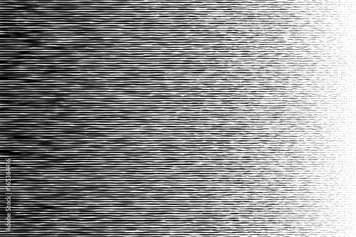 Halftone black to white irregular long circle transition pattern. Vector.