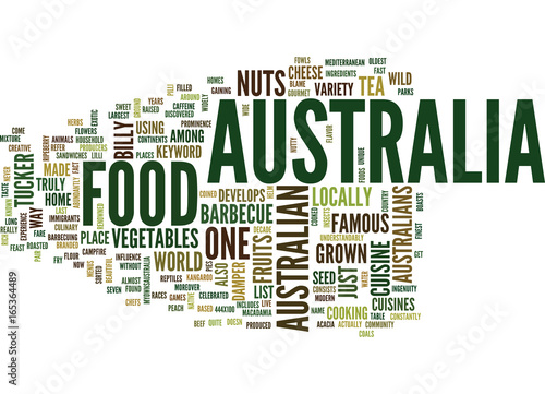 AUSTRALIA FOOD Text Background Word Cloud Concept