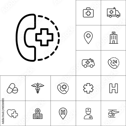 24 hour, around the clock medical call suppot icon on white background