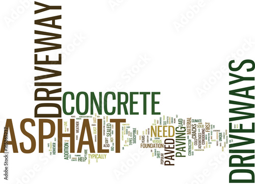 ASPHALT VERSUS CONCRETE DRIVEWAYS WHICH IS BEST Text Background Word Cloud Concept