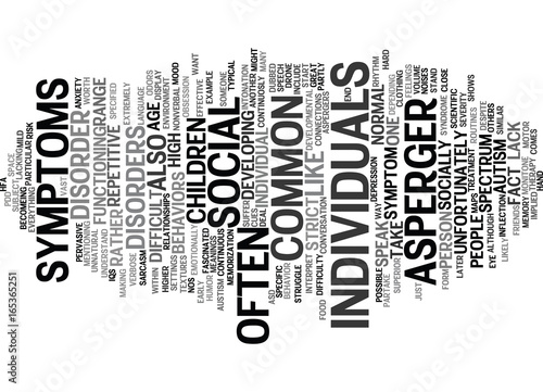 ASPERGERS SYMPTOMS Text Background Word Cloud Concept