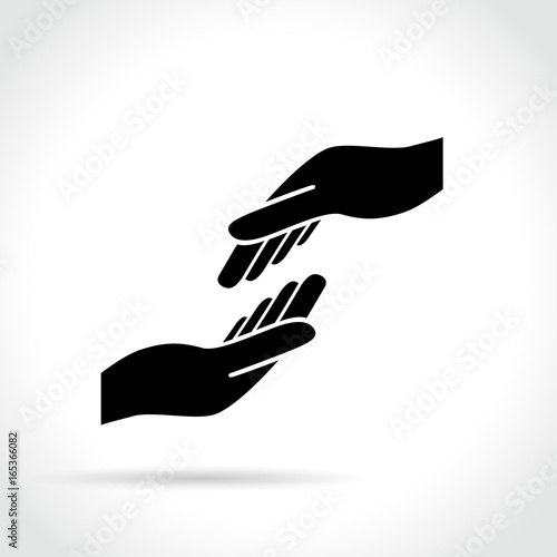 two hands icon on white background