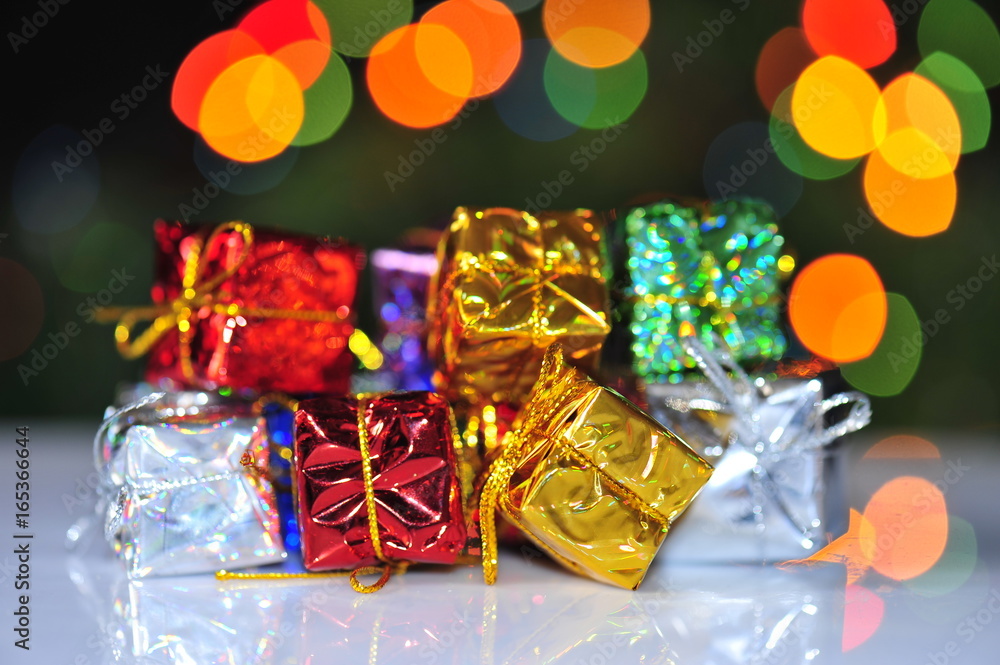 Christmas gifts and abstract background light Christmas gifts and abstract background light