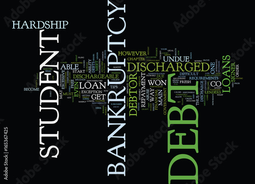 ARE STUDENT LOANS DISCHARGEABLE WHEN YOU FILL FOR BANKRUPTCY Text Background Word Cloud Concept