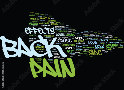 Z SIDE EFFECTS OF BACK PAIN Text Background Word Cloud Concept