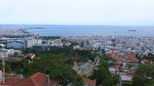 Wallpaper Mural Panoramic View of Thessaloniki City, from Castle of Trigoniou, 4K video Torontodigital.ca