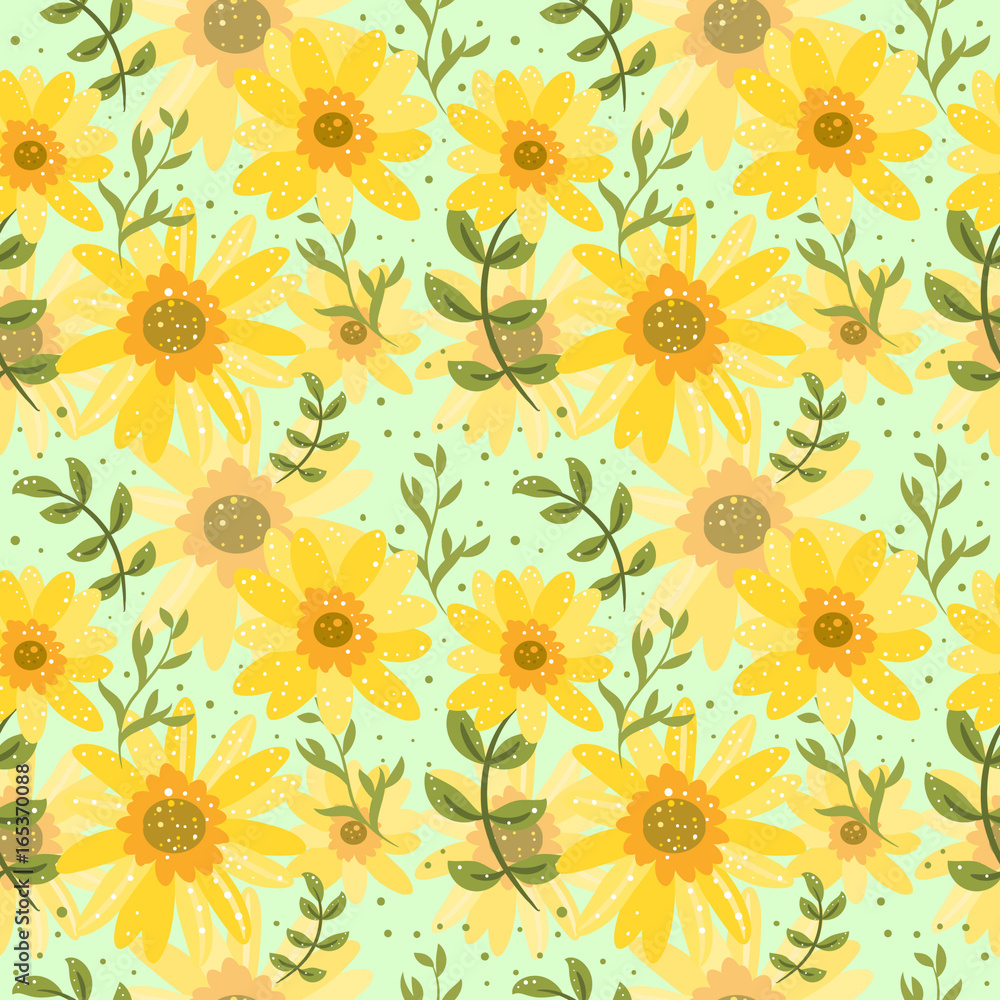 Floral seamless background with daisy flowers. Childish pattern for textile, wallpaper, scrapbooking, decoupage. Floral seamless background with daisy flowers. Childish pattern for textile, wallpaper, scrapbooking, decoupage.