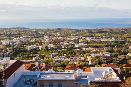 Cyprus island, top view. Houses roofs