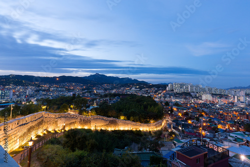 Night view of Naksan park, Seoul.