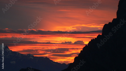 Burning sky in the mountains