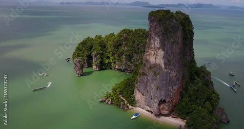 Ko tapu, Koh tapu, James bond's island, Thailand in aerial scene 4k