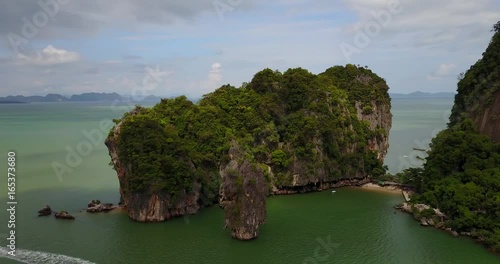 Ko tapu, Koh tapu, James bond's island, Thailand in aerial scene 4k