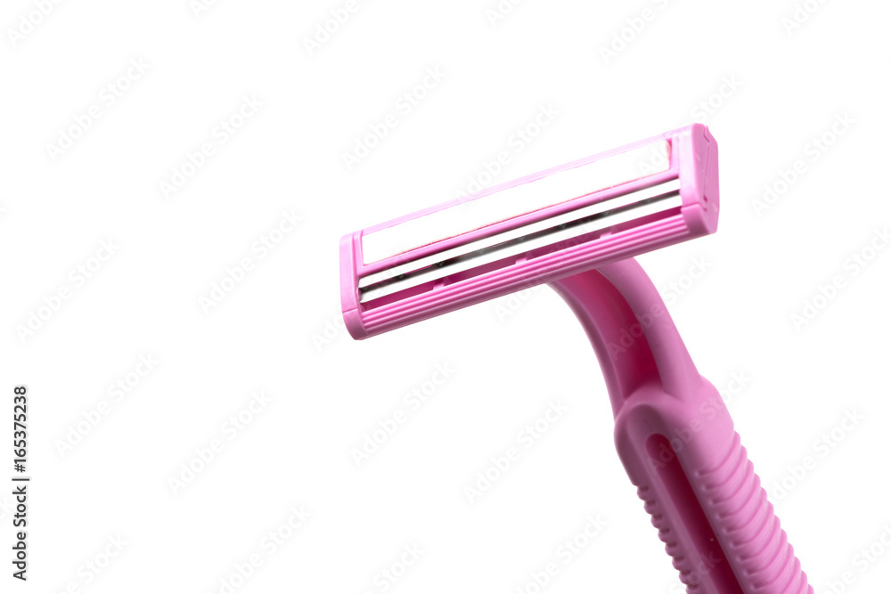 Close up Pink razor isolate on white background. Close up Pink razor isolate on white background.