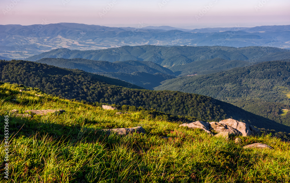 Naklejka premium meadow with boulders in Carpathian mountains in summer