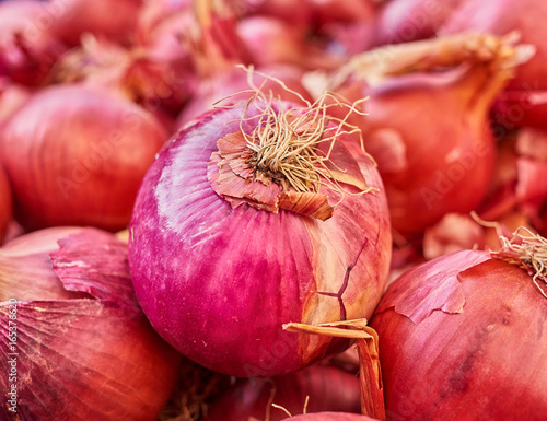organic red onion closeup
