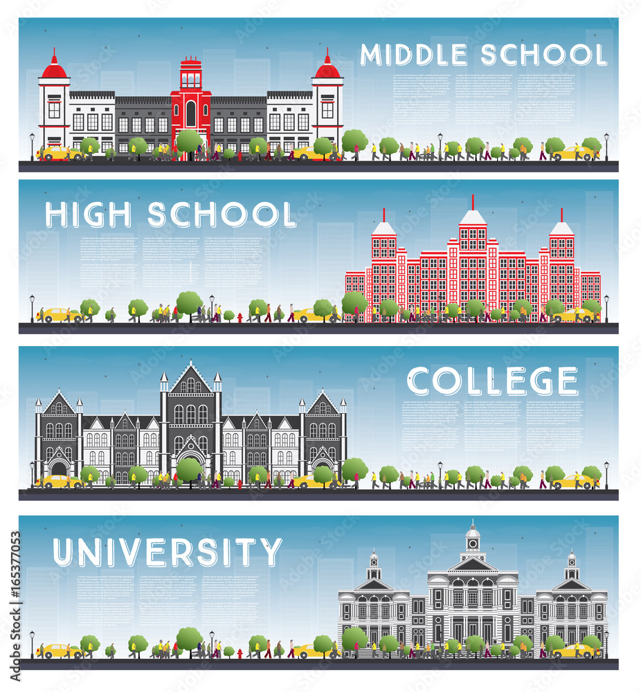Set of University, High School and College Study Banners.