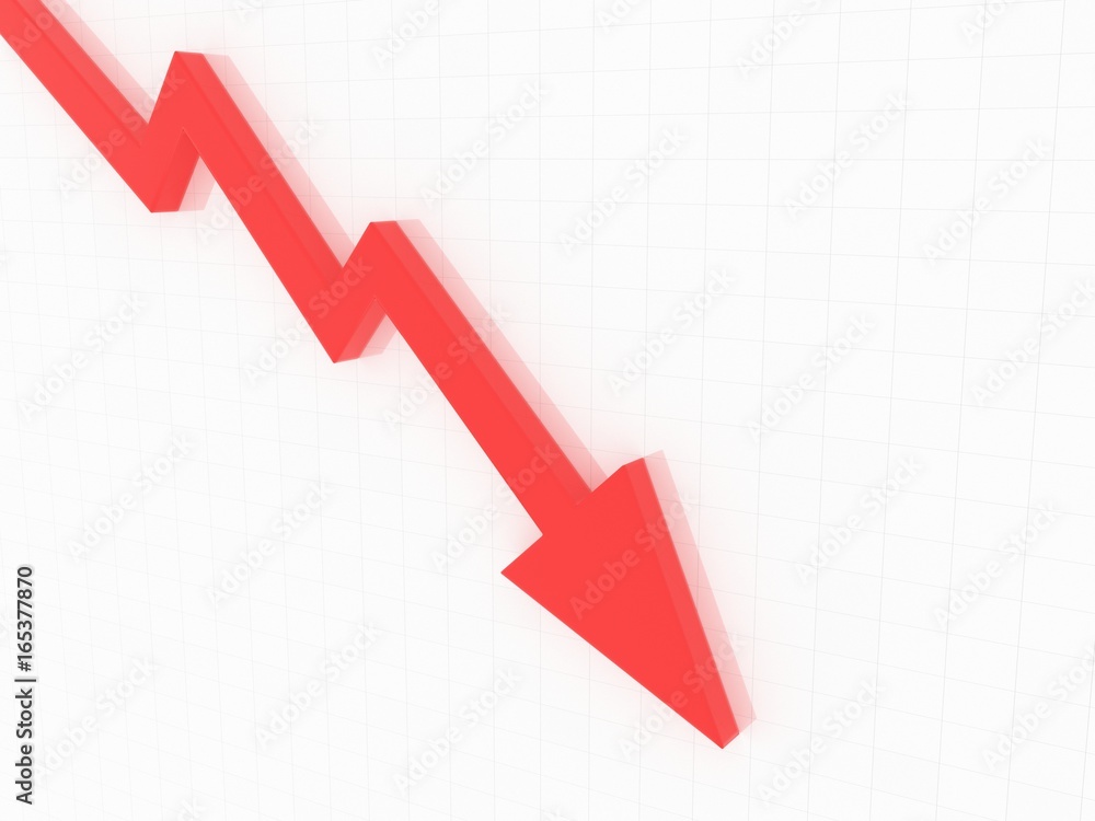 financial down arrow with grid 3d rendering financial down arrow with grid 3d rendering