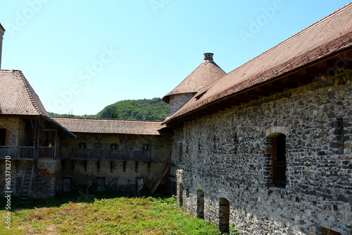 Fantasy reconstruction of a medieval palace in the village Racos, Transylvania. photo