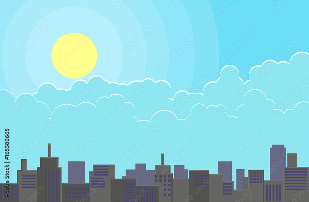 Skyscraper and clouds vector image