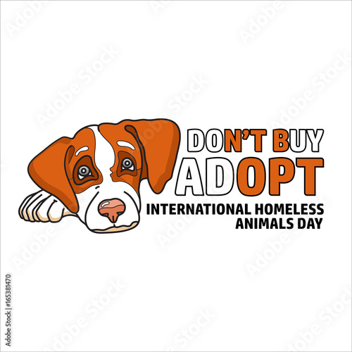 Vector illustration of International homeless animals day. Cute 