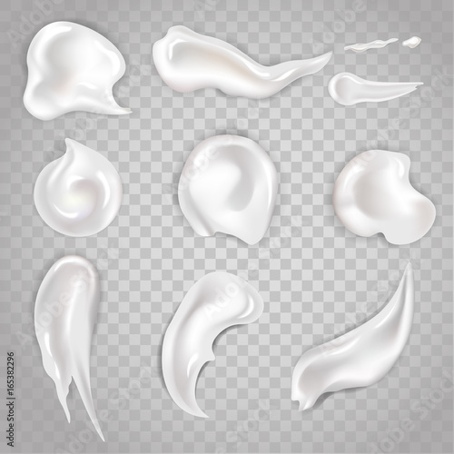 Cream smears and cosmetic blobs vector 3d realistic icons set