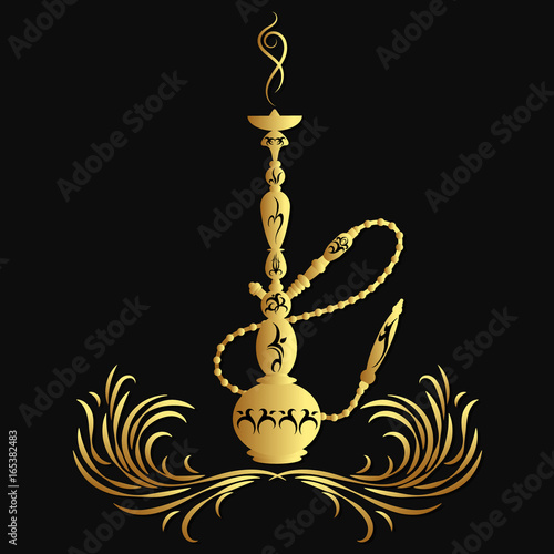 Golden Hookah Vector Silhouette