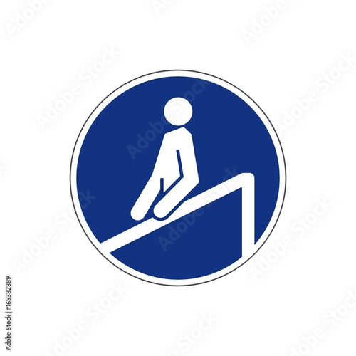 VECTOR. Escalator sign icons on blue / white background. For safe work. For any use. Warns!