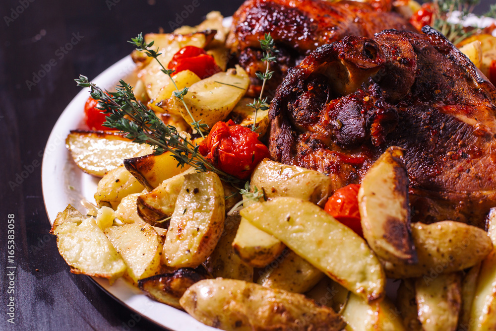 Chicken thigh with rosemary and potatoes-2. Chicken thigh with rosemary and potatoes-2.