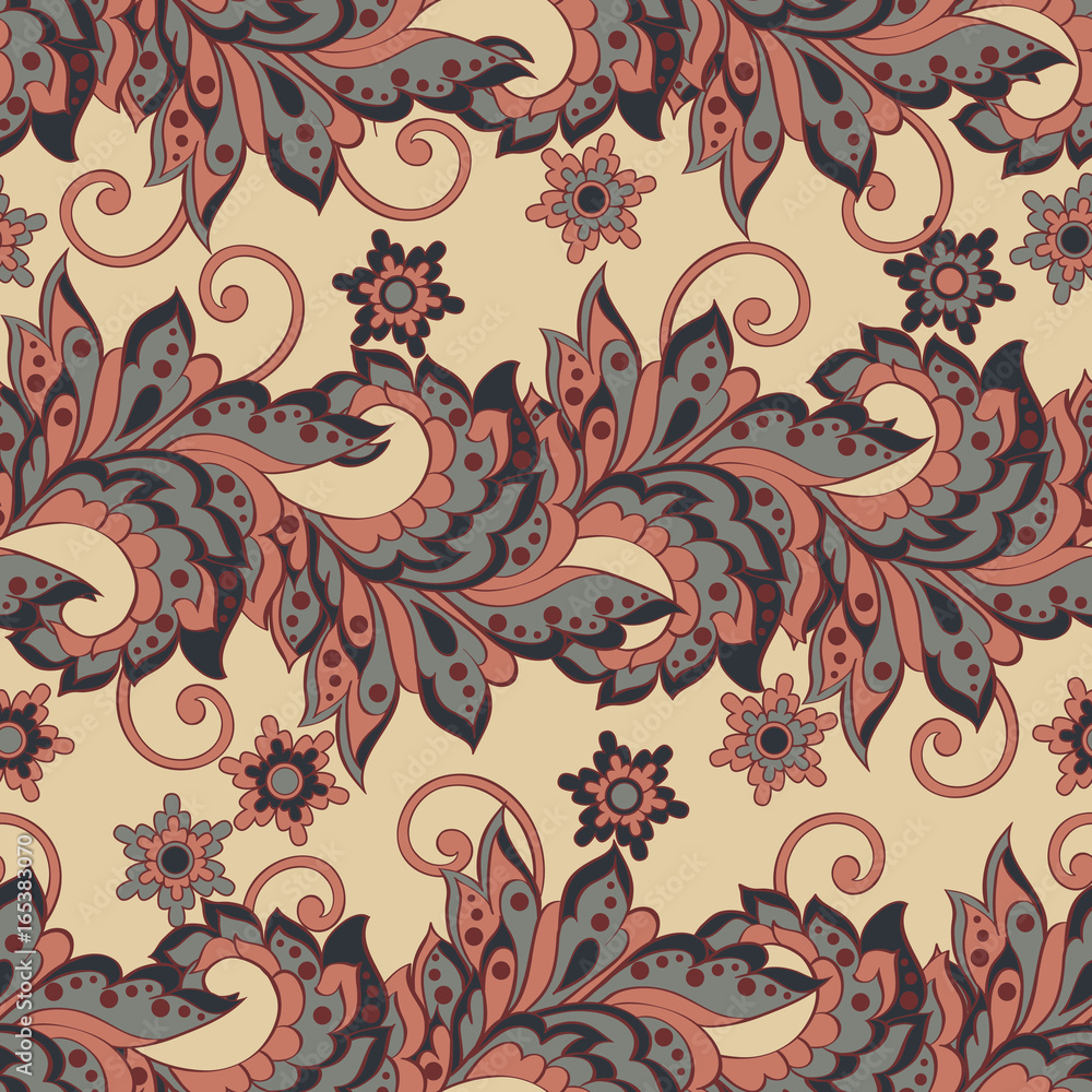 Vintage flowers Seamless Asian Textile Background