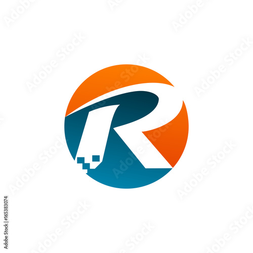 letter R logo. Technology logo design concept template Free Download letter R logo. Technology logo design concept template - GFXLoad
