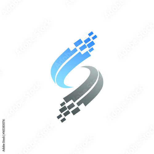 letter s logo, technology logo design concept template