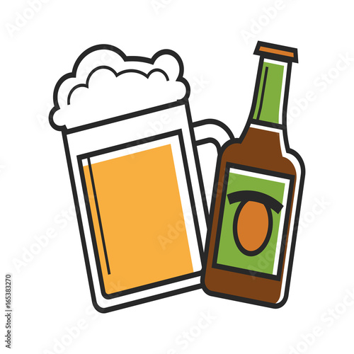 Glass and bottle of beer