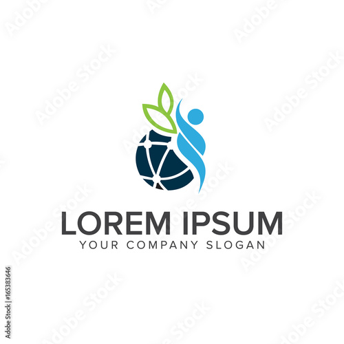 people globe logo design concept template