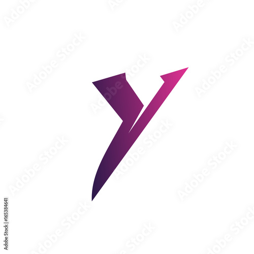 letter y logo. purple logo design concept template