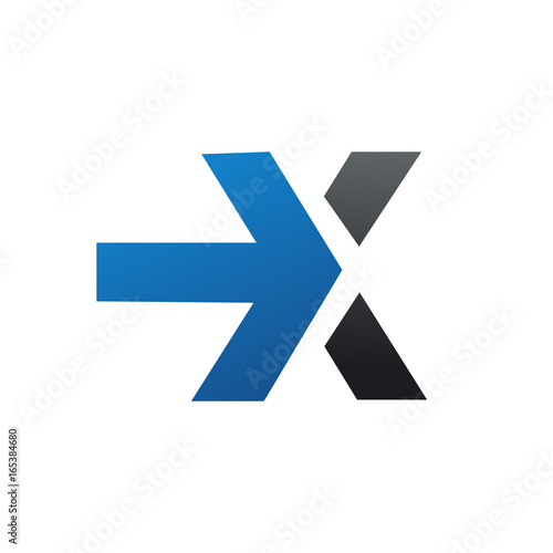 letter x logo with arrow logo design concept template