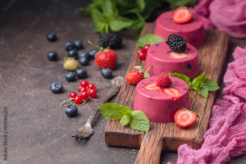 Summer dessert with berries Summer dessert with berries
