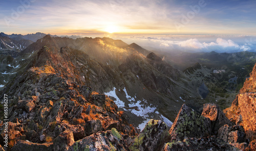 Beutiful Tatras nature summer landcape with mountain and lake