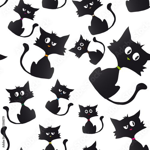 Fototapeta Naklejka Na Ścianę i Meble -  Black cat cartoon sample background